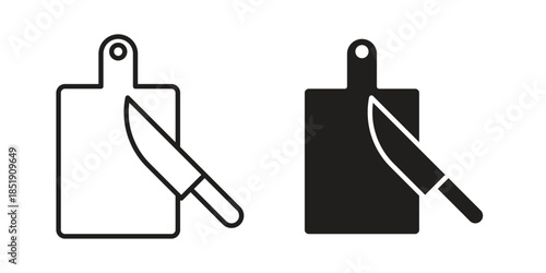 Cutting board with knifes collection Silhouette flat icon design element vector glyph flat icons