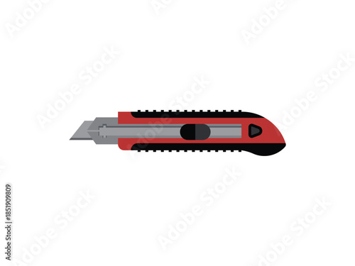 3D vector illustration of cutter knife, sharp paper cutting tool stationery isolated on white background, used for repair, office and home utility