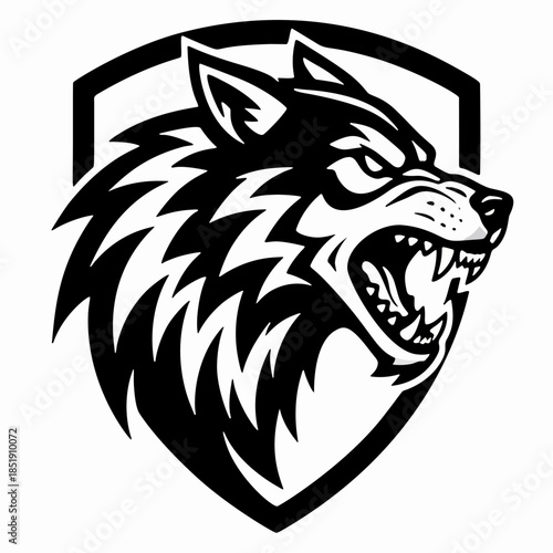 Esports logo of a wild wolf, ferocious predator ready to hunt and dominate the game with strong, fast and deadly performance	
