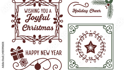 Holiday cheer and joyful Christmas greetings with elegant designs