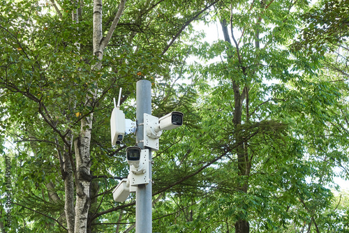 Camera Security Cam Monitor outdoor at public park.