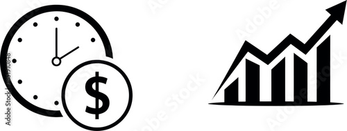 Time and money investment leading to financial growth and business prosperity with upward trend