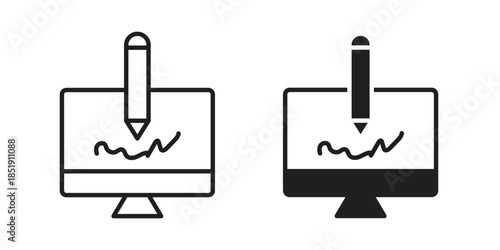 Electronic signature icons for designers, web developers, displays and websites