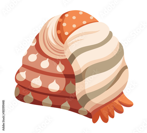 Cozy knitted scarf with a textured pattern, perfect for adding a touch of warmth and style to any winter outfit, featuring a soft, comfortable feel and a visually appealing striped design