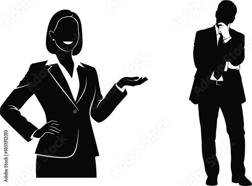silhouette of a Businessman and a Business Woman 