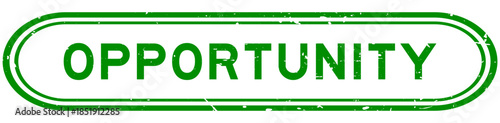Grunge green opportunity word rubber seal stamp on white background