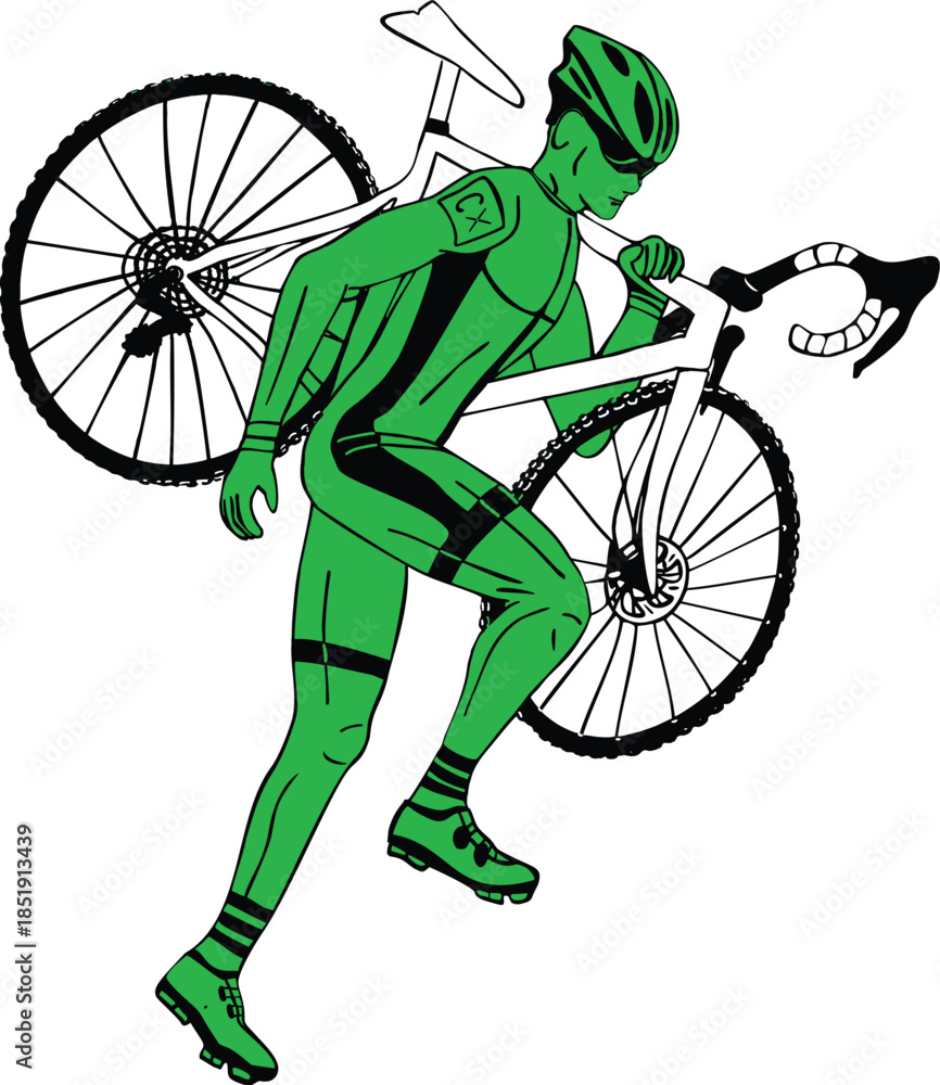 Obraz premium cyclist-cyclocross-bike-run