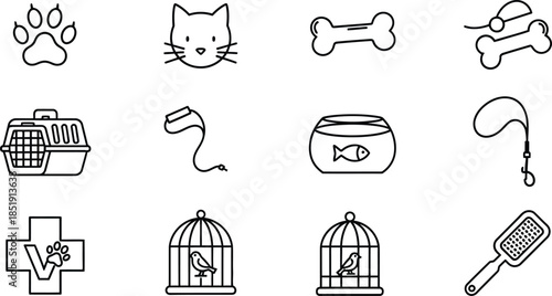 Pet care and animal related icons