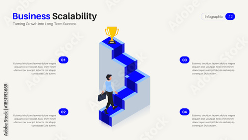 Business Scalability Growth Steps Infographic Template Corporate Success Vector