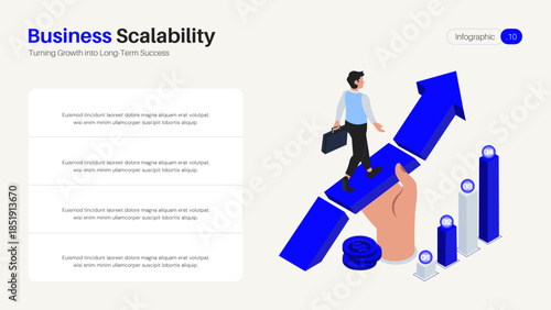 Modern Business Scalability Infographic Template with Arrow Growth Strategy Vector Illustration