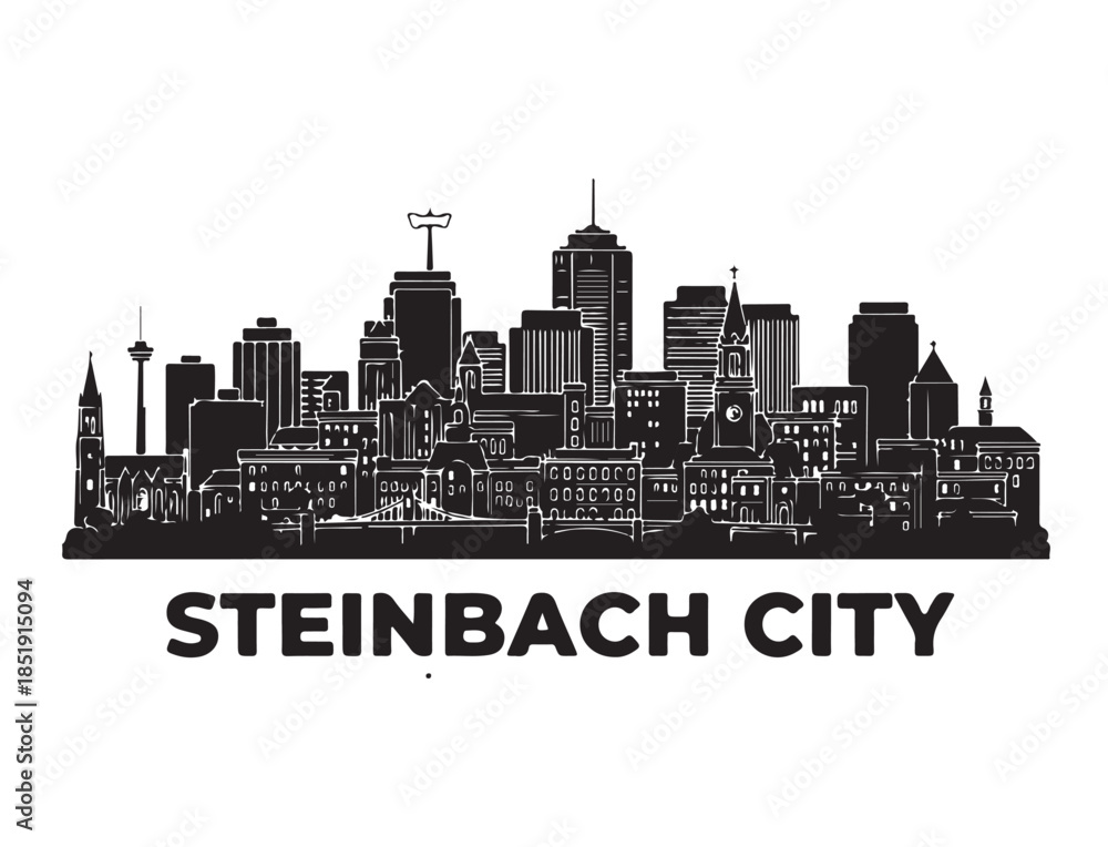 Naklejka premium Steinbach city in silhouette.
