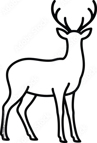 Minimalist Black Line Art Vector Graphic of a Deer with Antlers Illustration for Wildlife