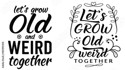 Quirky couple goals typography with birds and floral wreath designs