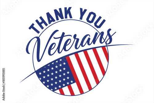 Thank you veterans message with american flag design