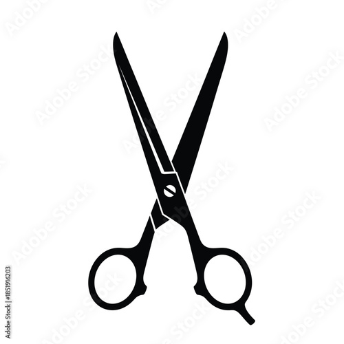 a simple black and white illustration depicts a pair of open scissors showcasing their curved blades and finger holes high quality professional