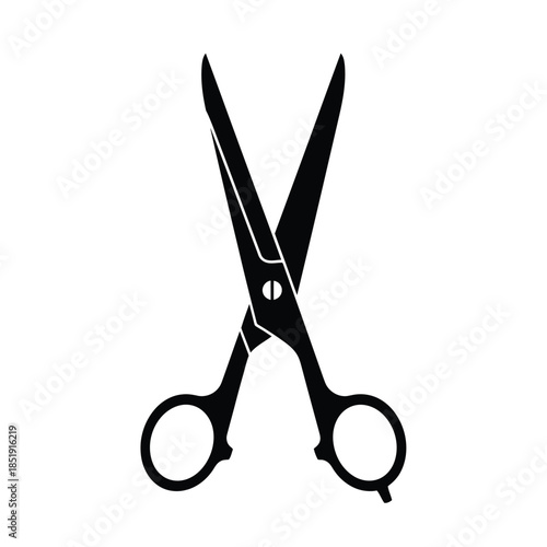 a simple black and white illustration depicts a pair of open scissors a common household tool used for cutting various materials