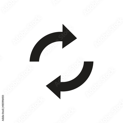 a simple black and white graphic depicts two curved arrows facing opposing directions symbolizing a cyclical or reversible process high quality professional