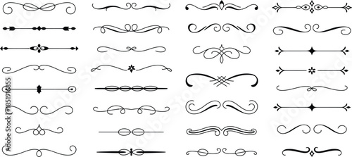 Elegant Vector Divider Lines Collection - Ornate Swirls and Flourishes for Designers and Artists