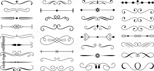 Elegant Black Swirl Dividers and Decorative Elements Vector Graphics Collection for Designers and Artists