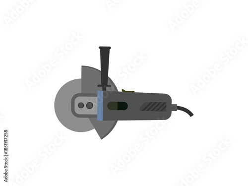 Vector illustration of electric angle grinder tool icon, glyph style repair equipment for house construction, industrial and mechanical work design