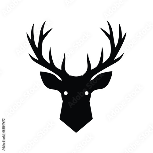 a striking silhouette of a majestic deer head showcasing its impressive antlers and noble profile symbolizing wilderness high quality professional detailed modern