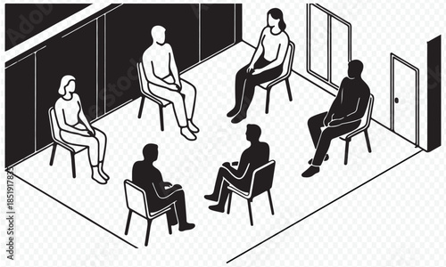 A diverse group of individuals sitting in a circular arrangement, fostering discussion and connection