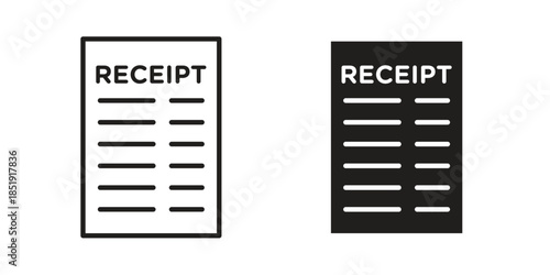 Paper receipt icons for designers, web developers, displays and websites