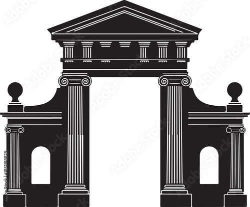 Ornate Classical Archway Silhouette Keywords: archway, silhouette, classical, architecture