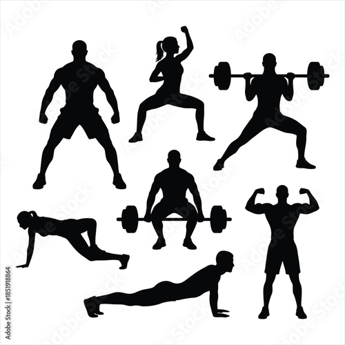 Heavy Duty Fitness and Bodybuilding Silhouette Vector Pack
