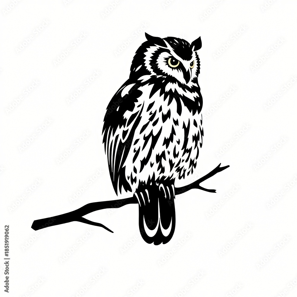 Obraz premium Owl Illustration on White Background – Cute Night Bird Artwork