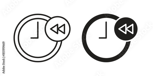 Rewind time icons for designers, web developers, displays and websites