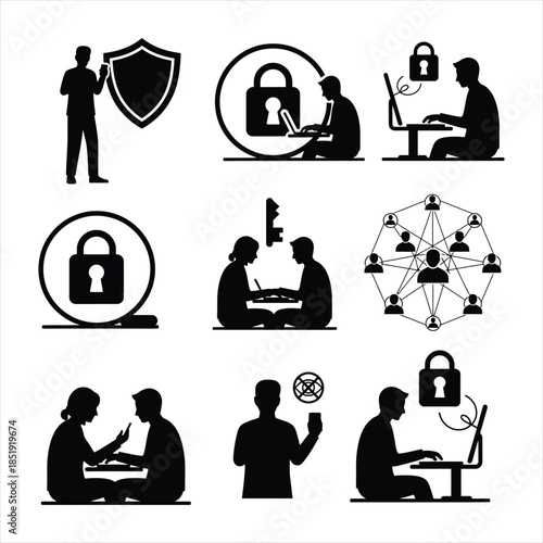 Cyber Security and Data Protection Icons:


Icons for internet security, data protection, and secure online communication.