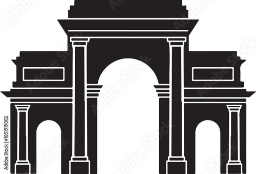 Black Silhouette of a Monumental Archway gateway structure