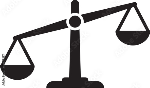 Black Scales of Justice Symbol on White Background