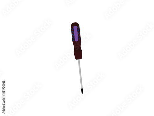 Screwdriver tool isolated vector illustration on white background, essential hand tool for repairing, fixing, mechanic, construction, carpentry, workshop and industrial design themes