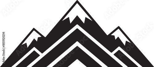 Stylized Black and White Mountain Range Icon mountains