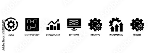 Scrum development banner web icon vector illustration concept with icon of agile, methodology, development, software, iterative, incremental and process