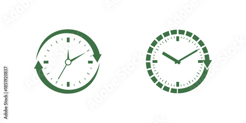 Time icons set with multiple clock and stopwatch symbols, isolated vector illustration on white background, graphic design elements perfect for schedule, timer, reminder, and punctuality concepts