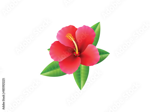 Bright tropical Hawaii flower bouquet vector with exotic plants in flat style, perfect for summer prints, fashion, textiles, decoration, and floral design themes