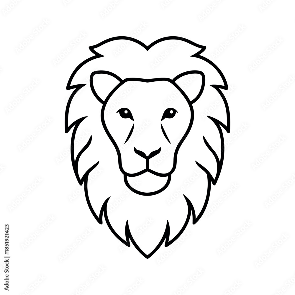 Fototapeta premium lion head and neck black and white line art