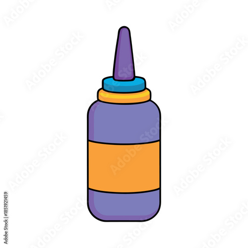 Realistic colorful simple flat style vector Clipart of a glue bottle dancing happily white background