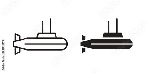 Submarine icons for designers, web developers, displays and websites