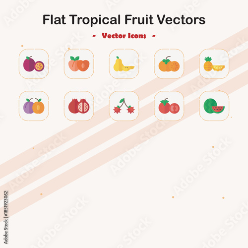 Flat Tropical Fruit Vector Icons