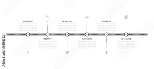 Infographic roadmap design template. Business Timeline of 6 Important Business Events annual business presentation