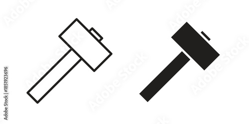 Wooden mallet icons for designers, web developers, displays and websites
