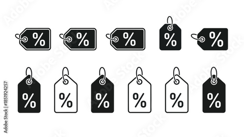 Discount tags with percentage symbols for sales promotions
