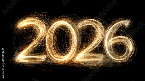 Golden 2026 Balloon Numbers on Black Background New Year Party Celebration Luxury Decoration