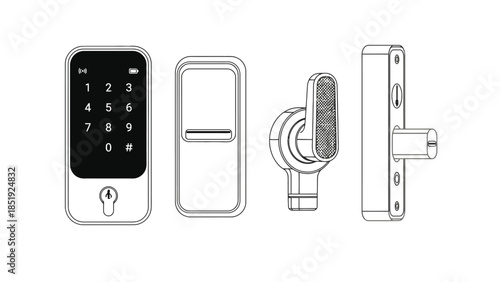 Modern digital door lock with keypad and handle designs