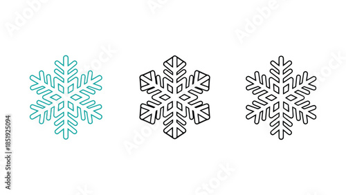 Delicate snowflakes in a minimalist line art style