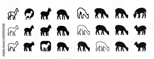 Silhouette icons of various horses in different poses and styles